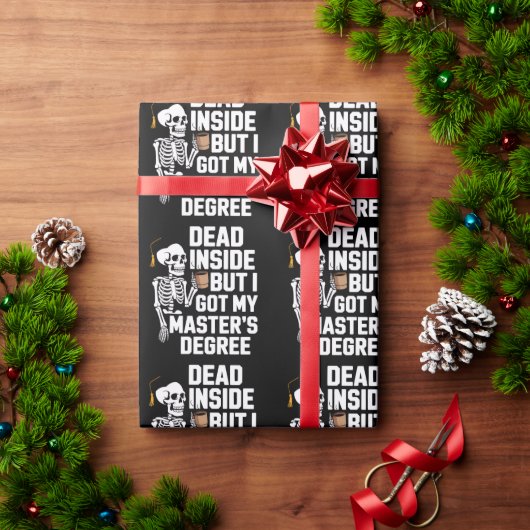 Dead Inside But I Got My Masters Degree Skeleton Cadeaupapier (Feestdagen Geschenken)