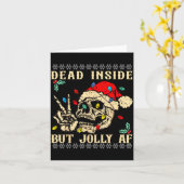 Dead Inside But Jolly Af Funny Skeleton Santa Hat  Kaart (Gele Bloem)