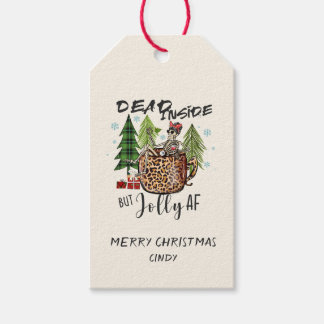 Dead Inside Jolly AF Funny Christmas Cadeaulabel