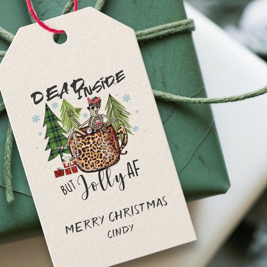 Dead Inside Jolly AF Funny Christmas Cadeaulabel