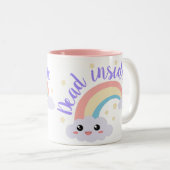 Dead Inside Rainbow Kawaii Tweekleurige Koffiemok (Voorkant rechts)