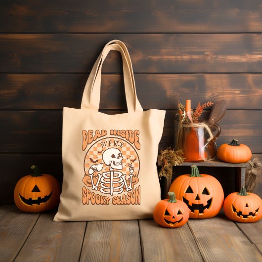 Dead Inside Retro Groovy Halloween Tote Bag