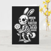 Dead Inside Skeleton Bunny Funny Easter Card Kaart (Gele Bloem)