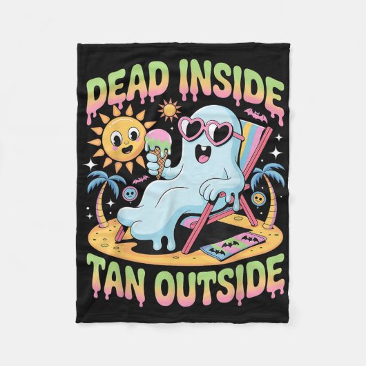 Dead Inside Tan Outside Funny Ghost Summerween (1) Fleece Deken (Voorkant)
