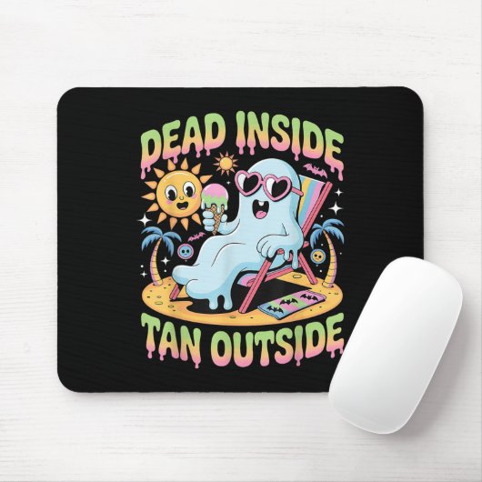 Dead Inside Tan Outside Funny Ghost Summerween (1) Muismat (Met muis)