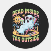 Dead Inside Tan Outside Funny Ghost Summerween (1) Ronde Sticker (Voorkant)
