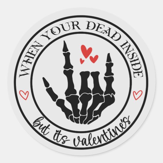 Dead Inside Valentijn Skeleton Sticker (Voorkant)