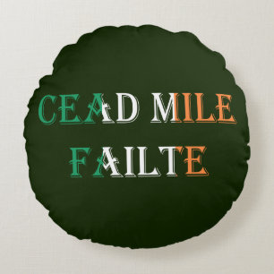 Dead Mile Failte op Ierse vlag Ronde Tpt Rond Kussen