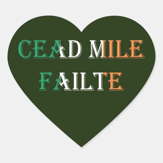 Dead Mile Failte overlay op Ierse Vlag Hart Sticker (Voorkant)