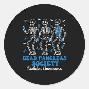 Dead Pancreas Society Diabetes Awareness Skelet Ronde Sticker