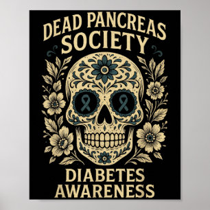 Dead Pancreas Society - Suiker schedel lint ontwer Poster