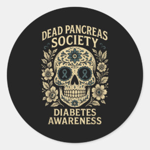 Dead Pancreas Society - Suiker schedel lint ontwer Ronde Sticker