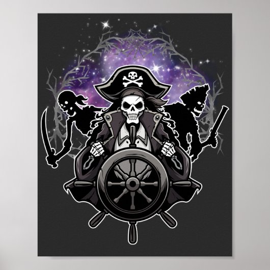 Dead Pirates Halloween Skeleton Pirate Graphic Poster (Voorkant)