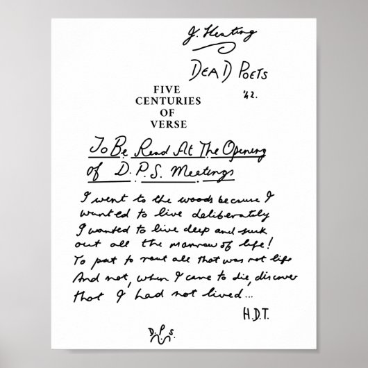 Dead Poets Society, vijf eeuwen vers zwart Poster (Voorkant)