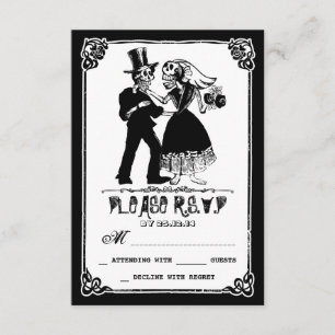 Dead Skeleton Couple Wedding RSVP Kaartje