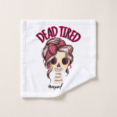 Dead Tired Maman Vie Skeleton Messy Bun Bandana (Gant de toilette)