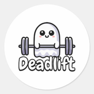 Deadlift! Schattigee Deadlifting Ghost Pun Ronde Sticker