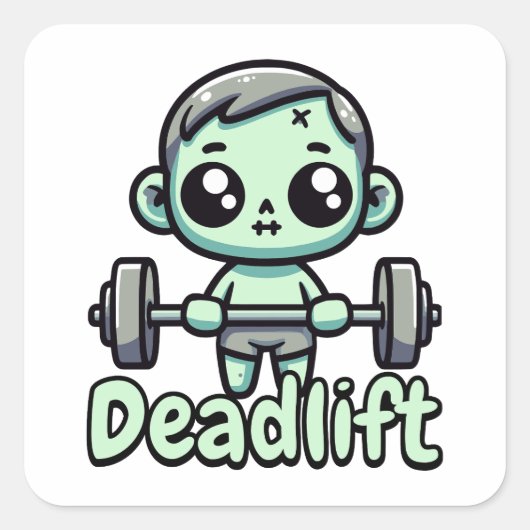 Deadlift! Schattigee Deadlifting Zombie Pun Vierkante Sticker (Voorkant)