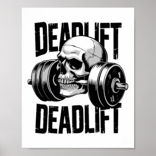 Deadlift Schedel Skelet Workout Powerlifting Gym L Poster