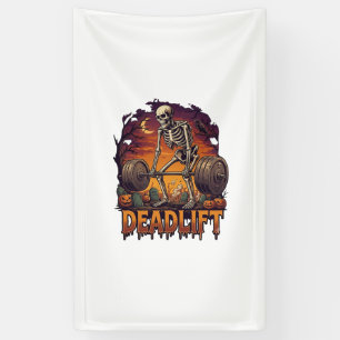 Deadlift Skelet Stang Halloween Pompoenen Graf Spandoek
