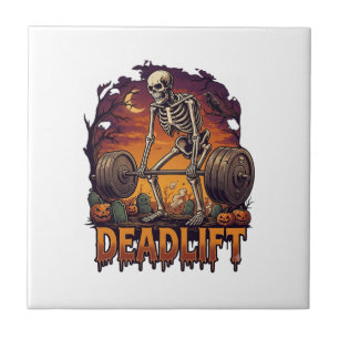 Deadlift Skelet Stang Halloween Pompoenen Graf Tegeltje