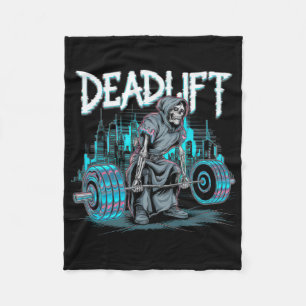 Deadlift Skeleton Gift Fitness Gothic Tarot Kaart Fleece Deken