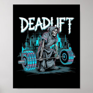 Deadlift Skeleton Gift Fitness Gothic Tarot Kaart  Poster