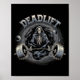 Deadlift Skeleton Gift Fitness Gothic Tarot Kaart Poster
