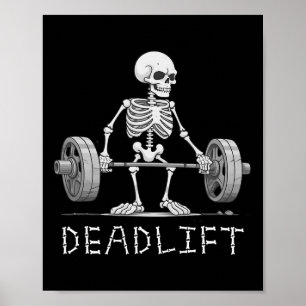 Deadlift Skeleton Halloween Grappig Gewichtheffen Poster