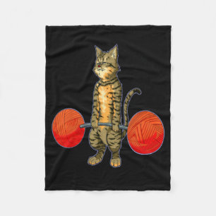 Deadlifting Cat Gewichtheffen Bodybuilding Fitness Fleece Deken