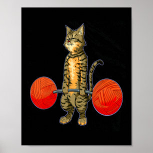 Deadlifting Cat Gewichtheffen Bodybuilding Fitness Poster