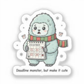 Deadline Monster Cute Sticker – Funny Productivity (Recto)