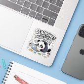 Deadline? More Like Dead Inside – Cute Chibi Panda Sticker (Laptop met iPhone)