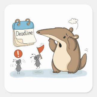 Deadline Paniek | Kantoor Miereneter Vierkante Sticker