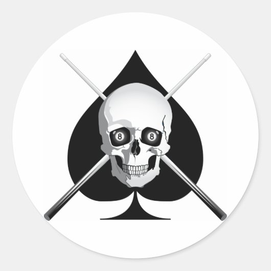 Deadly Billiards Ace Ronde Sticker (Voorkant)