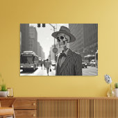 Deadly Dapper: Skelet in de stad Canvas Afdruk (Insitu (Woonkamer))