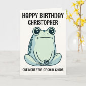 Deadpan Frog Mood, Chill Vibes Kaart (Gele Bloem)