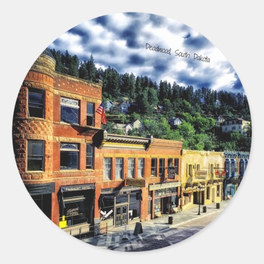 Deadwood, South Dakota Ronde Sticker (Voorkant)