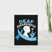 Deaf Awareness Month Blue Ribbon ASL Cochlear IMPL Kaart (Voorkant)