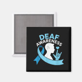 Deaf Awareness Month Blue Ribbon ASL Cochlear IMPL Magneet (Voorkant / Achterkant)