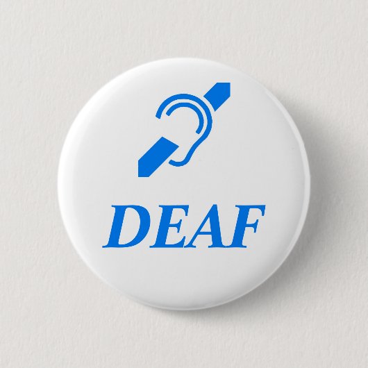 DEAF - blauw op witte achtergrond Ronde Button 5,7 Cm (Voorkant)