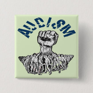 Deaf Civil Rights Movement against Audism Vierkante Button 5,1 Cm
