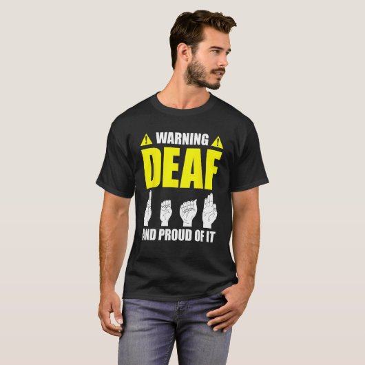 Deaf Pride ASL Hand Gesture Hearing Aid Handtekeni T-shirt (Voorkant volledig)