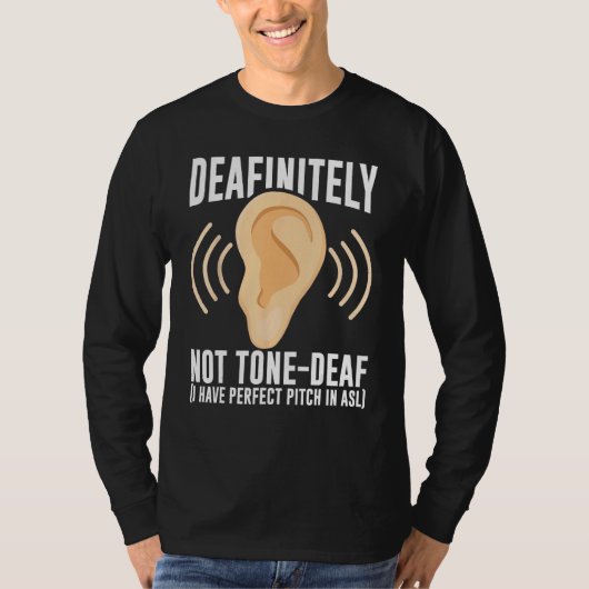 Deaf Pride Awareness ASL Sign Language Deafinitely T-shirt (Voorkant)