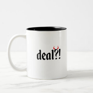 deal met duivel tweekleurige koffiemok