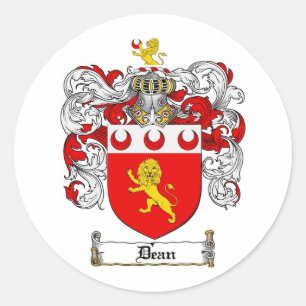 DEAN FAMILY CREST - DEAN COAT OF ARMS RONDE STICKER