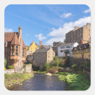 Dean Village, Edinburgh, Schotland Vierkante Sticker