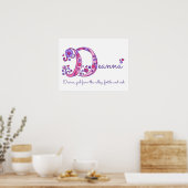 Deanna initiële D doe-handschrift kunst naam betek Poster (Keuken)