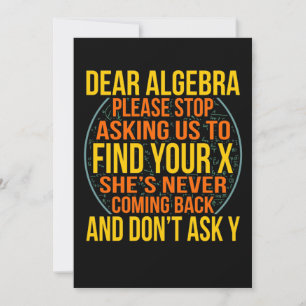 Dear Algebra Math Teacher Mathematics Maths Bedankkaart