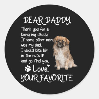 Dear Daddy Tibetan Spaniel Dog Dad Father's Day  Ronde Sticker
